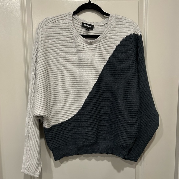 Express Sweaters - Express Dark green and grey Sweater